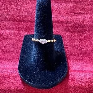 Gold Beaded Ring with purple accent/ size 6